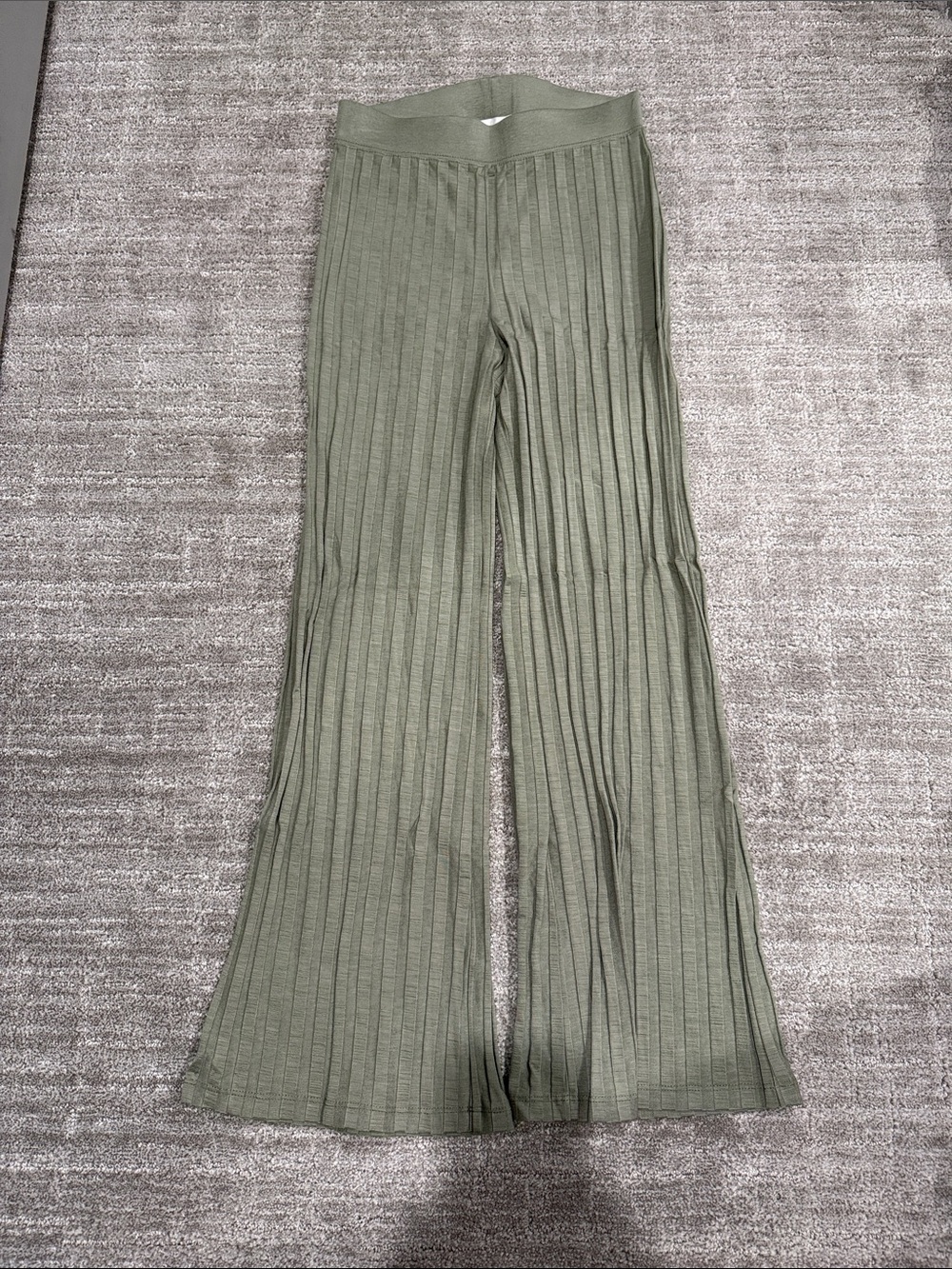 Jonathan Simkhai Olive Green Ribbed Wide-Leg Pants